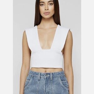 Maniére De Voir Multi-Way Ribbed Crop Top size 8 white